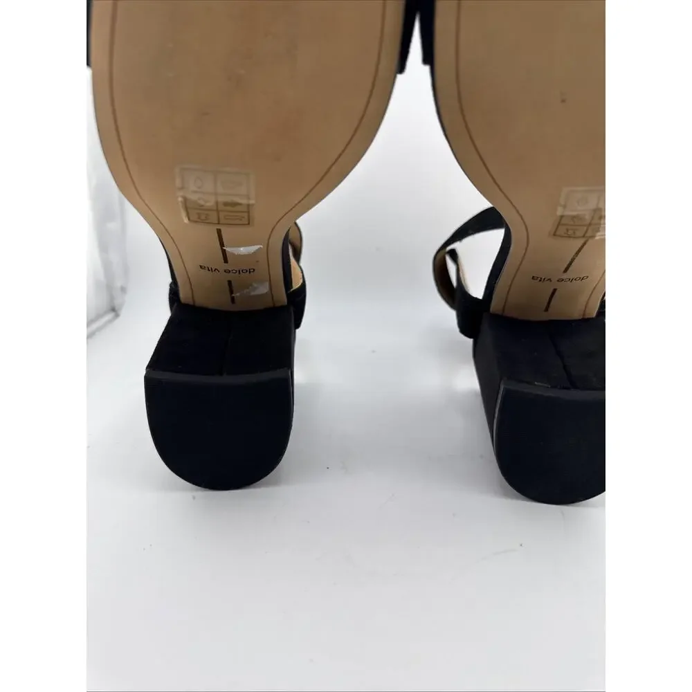 Dolce Vita Women's Calissa Black Suede Flat‎ Wedge Sandals Size 10 NWB